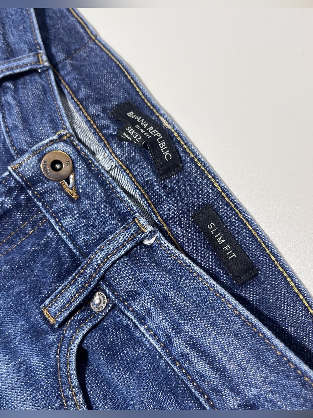 Banana Republic Selvedge Jeans Mens 31x32 Organic Cotton Blue Slim Denim Pants - Picture 6 of 11